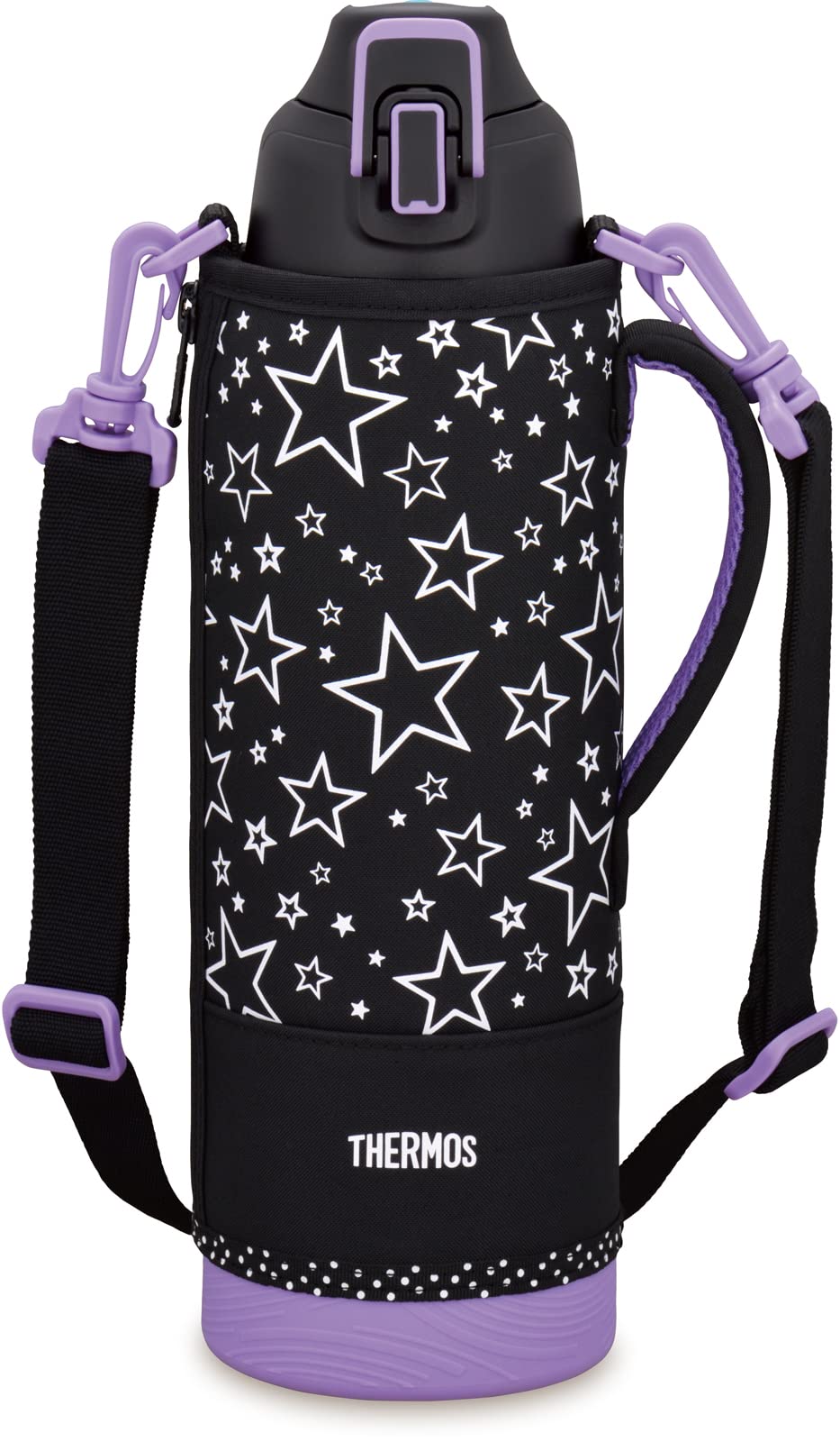 Thermos 1.5L Sports Bottle Vacuum Insulated in Black Purple Fht - 1502F for Cold Storage