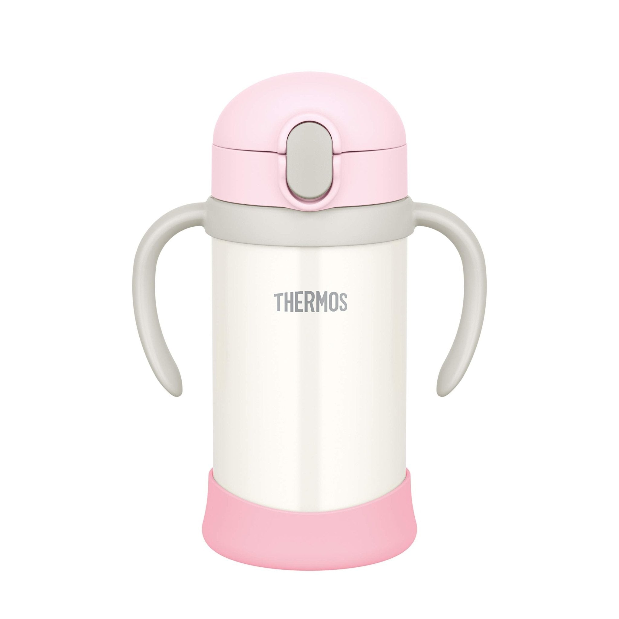 Thermos 350ml Baby Vacuum Flask with Straw in Pink White