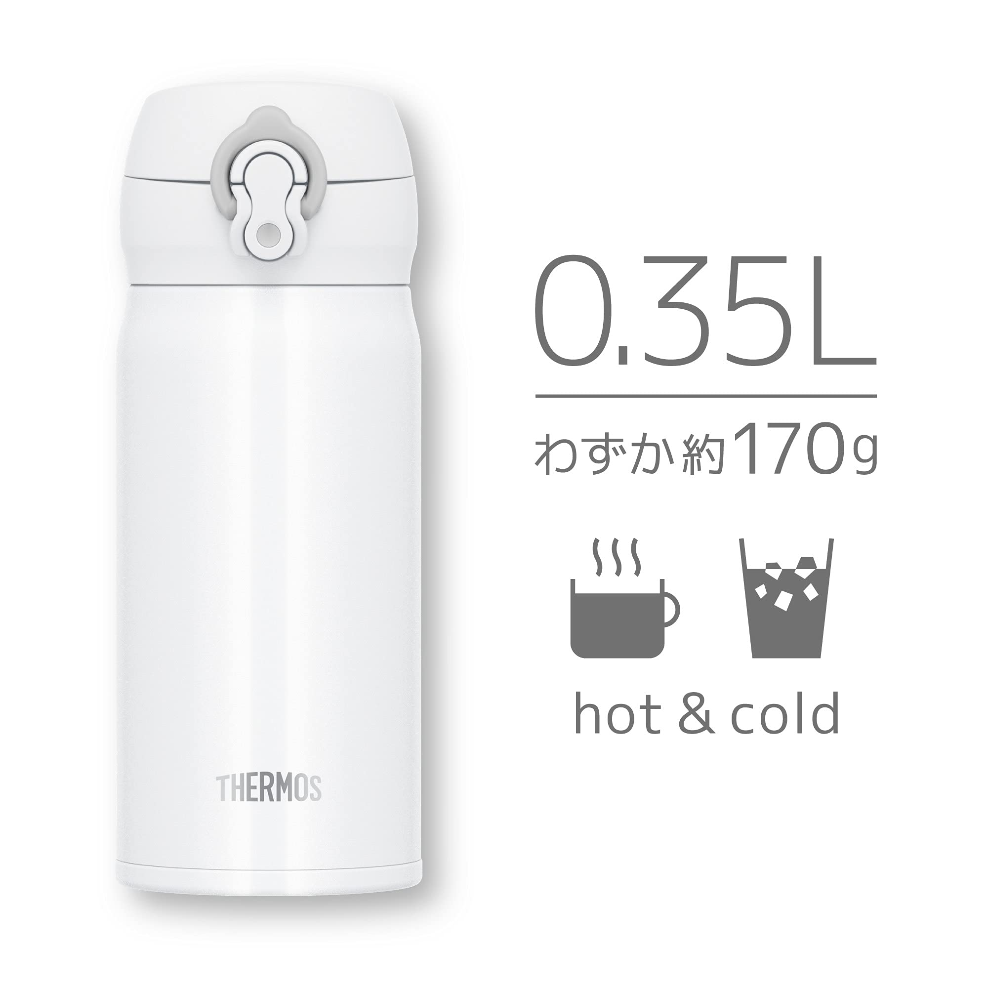 Thermos 350ml Vacuum Insulated Water Bottle Mobile Mug in White Gray JNL - 355 WHGY