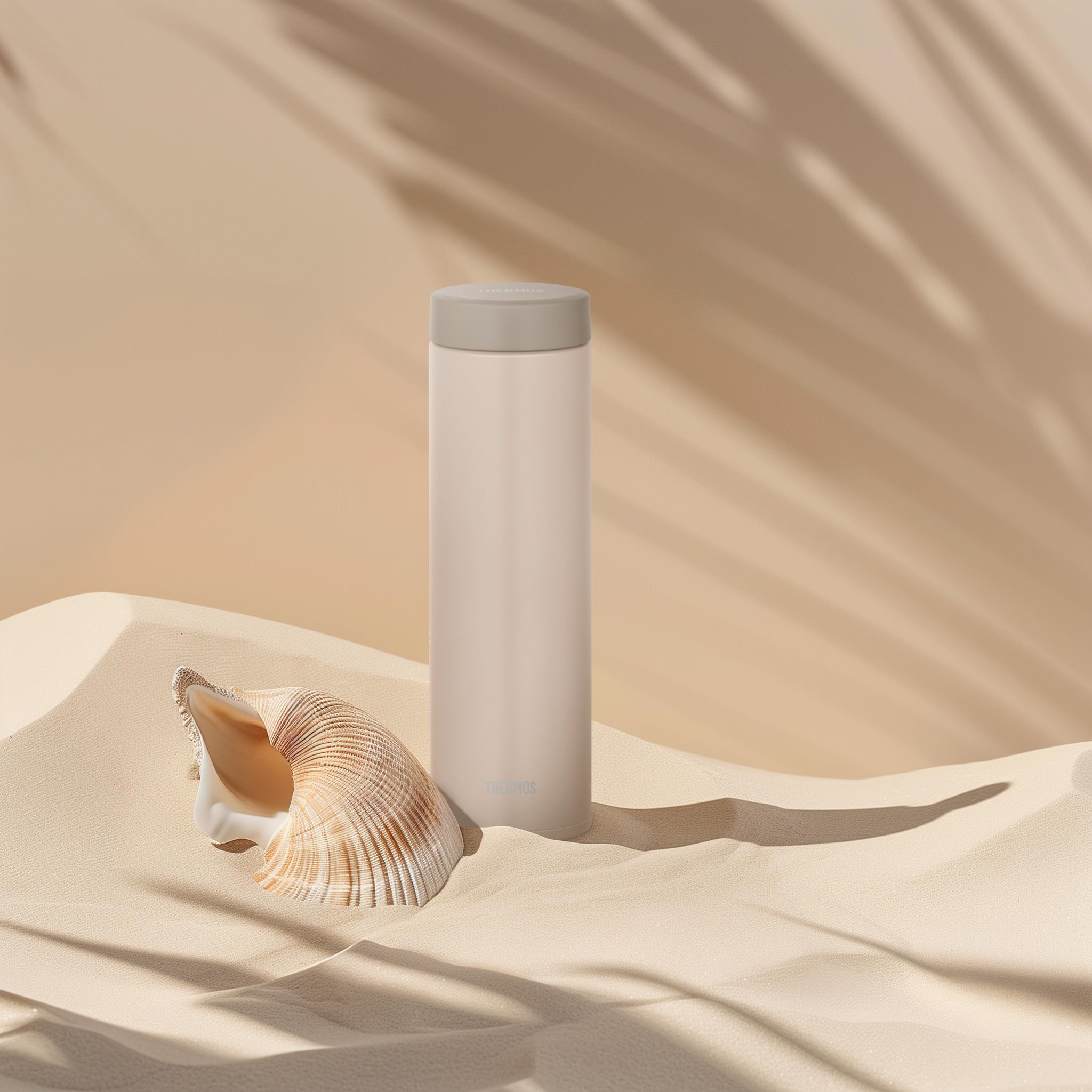 Thermos 480ml Stainless Steel Vacuum Insulated Water Bottle Easy Clean Screw Type Shell Beige - Jon - 481 Sbe