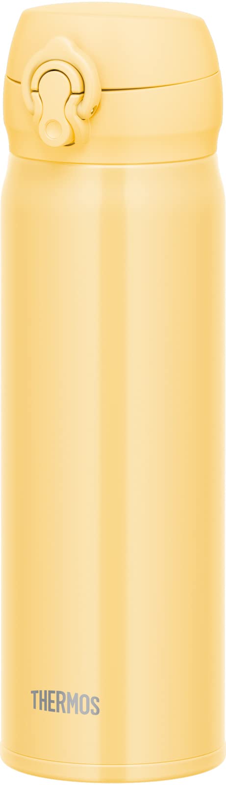 Thermos 500Ml Vacuum Insulated Stainless Steel Water Bottle Cream Yellow One - Touch Open Easy Clean