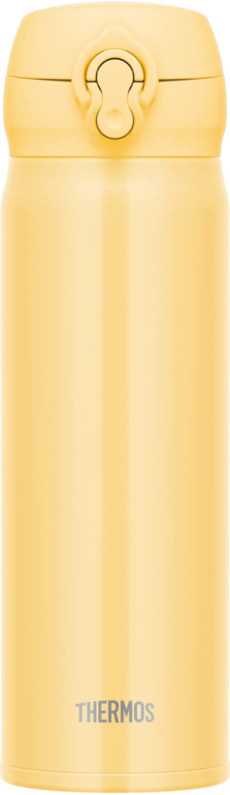 Thermos 500Ml Vacuum Insulated Stainless Steel Water Bottle Cream Yellow One - Touch Open Easy Clean