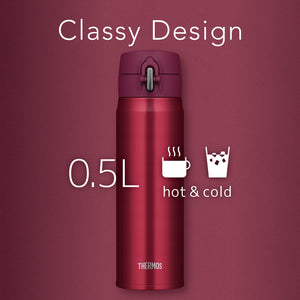 Thermos 500Ml Wine Red Insulated Water Bottle Vacuum Portable Mug - Joh - 500 Wnr