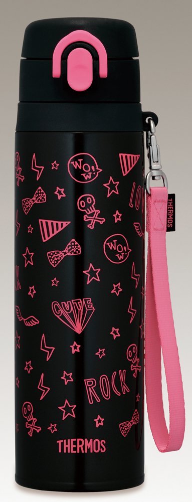 Thermos 550Ml Vacuum Insulated Water Bottle Japan Mobile Mug Black Pink Jnt - 550 Bk - P
