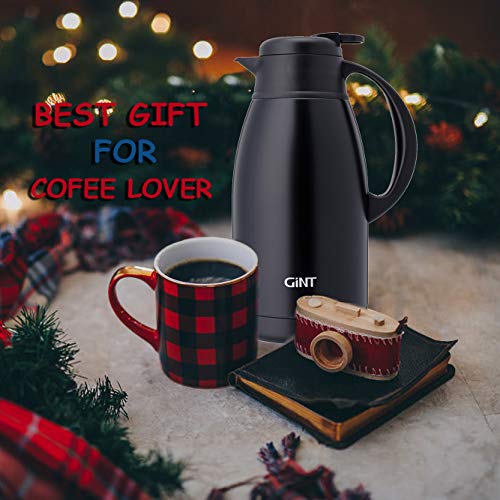 Thermos 65Oz Gint Thermal Carafe: Black Stainless Steel Double Wall Insulated Vacuum