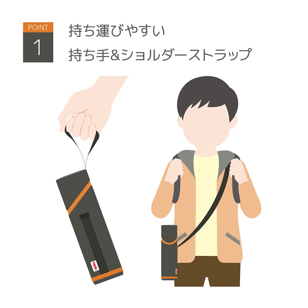 Thermos APG - 501 GY - OR Bottle Pouch with Strap Gray Orange Fit for 450 - 600ml