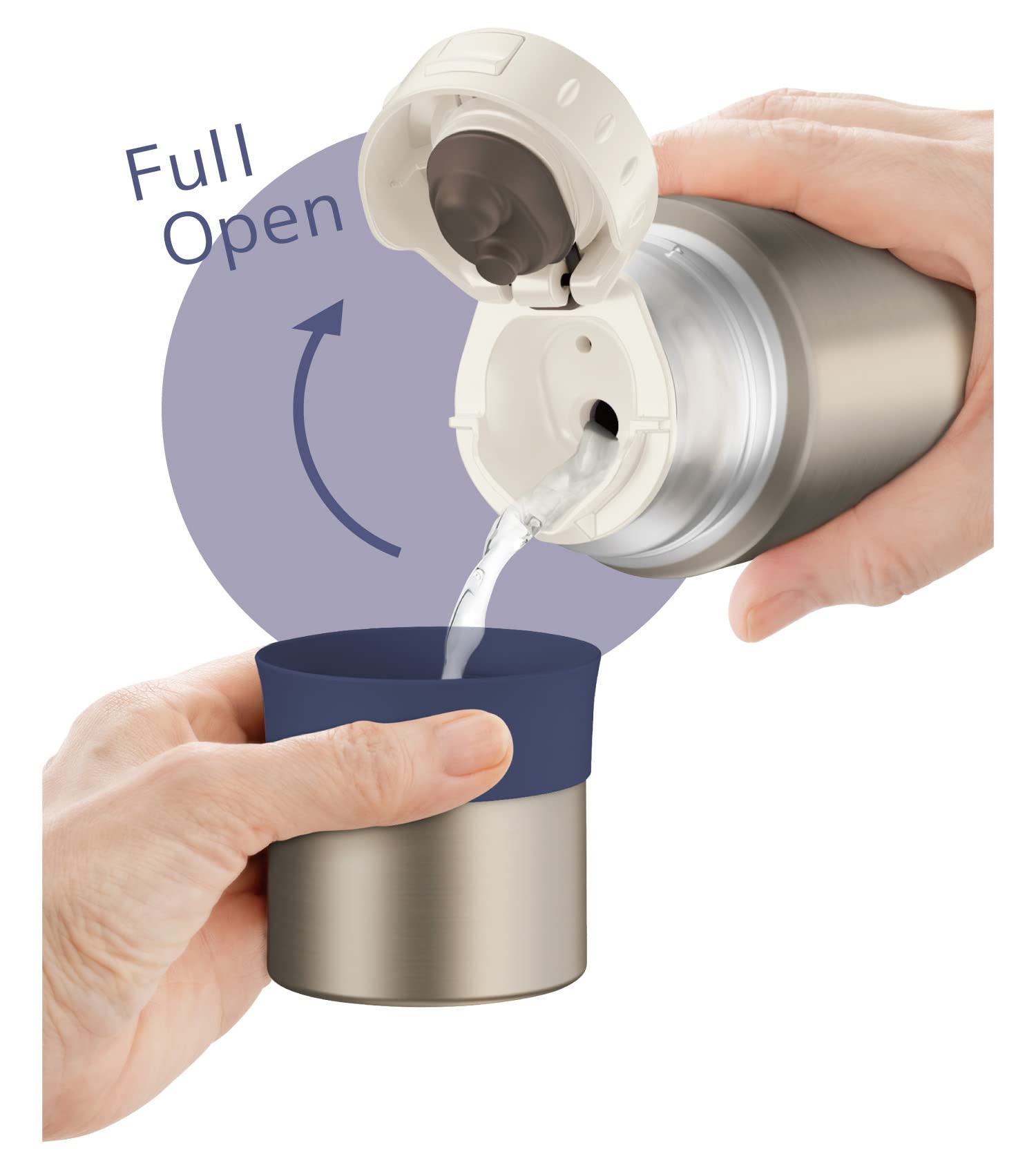 Thermos Blue Stainless Steel 500ml Water Bottle - Cup Type Ffm - 502 Stbl