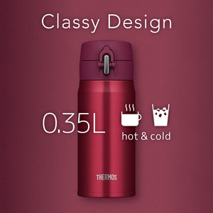 Thermos Brand 350ml Vacuum Insulated Wine Red Water Bottle