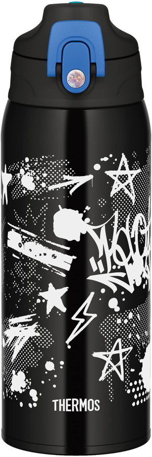 Thermos Fjj - 801Wf Bk - Bl 0.8L Vacuum Insulated Water Bottle with Cup for Children - Black Blue