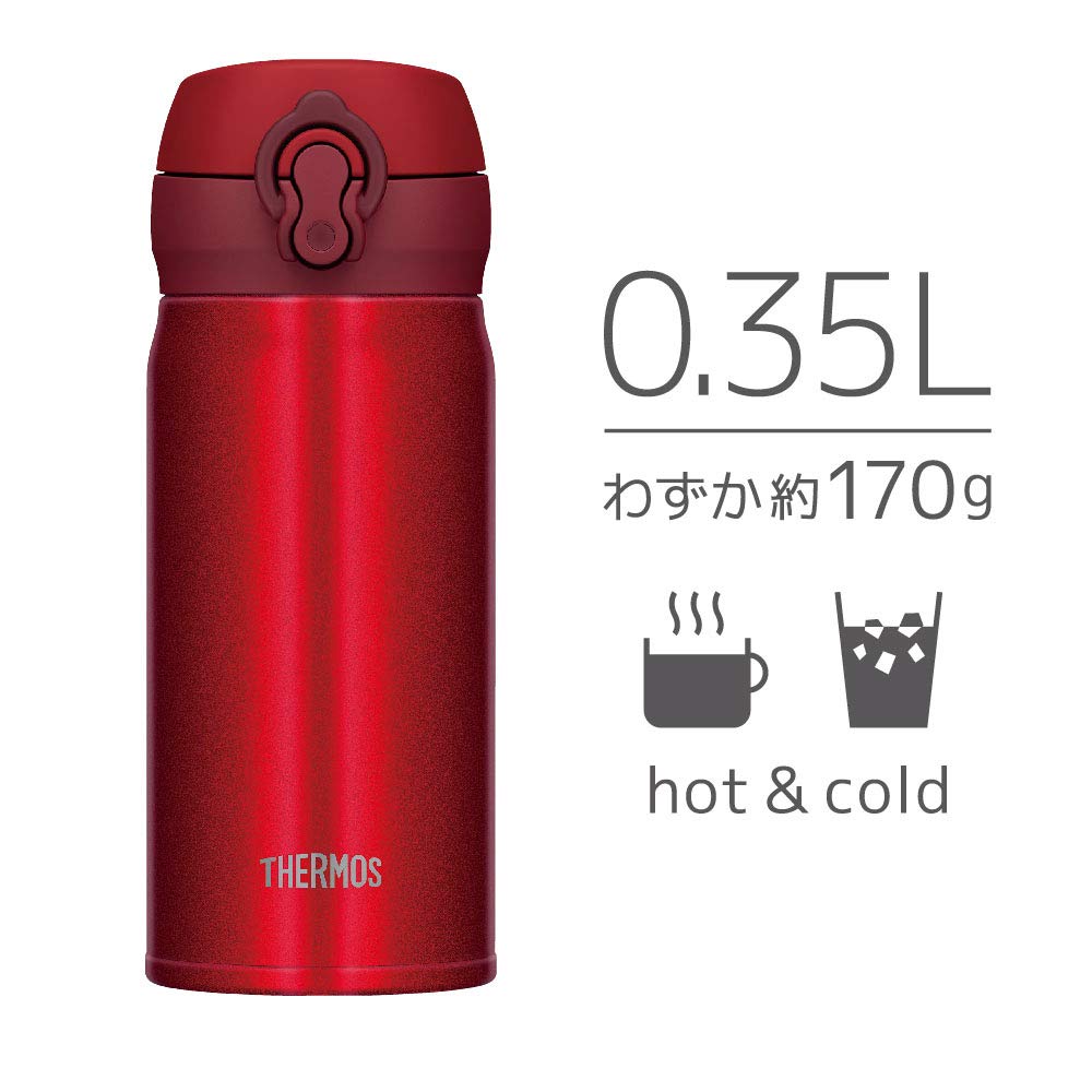 Thermos Japan Vacuum Insulated Water Bottle 350Ml Metallic Red Jnl - 354 Mtr