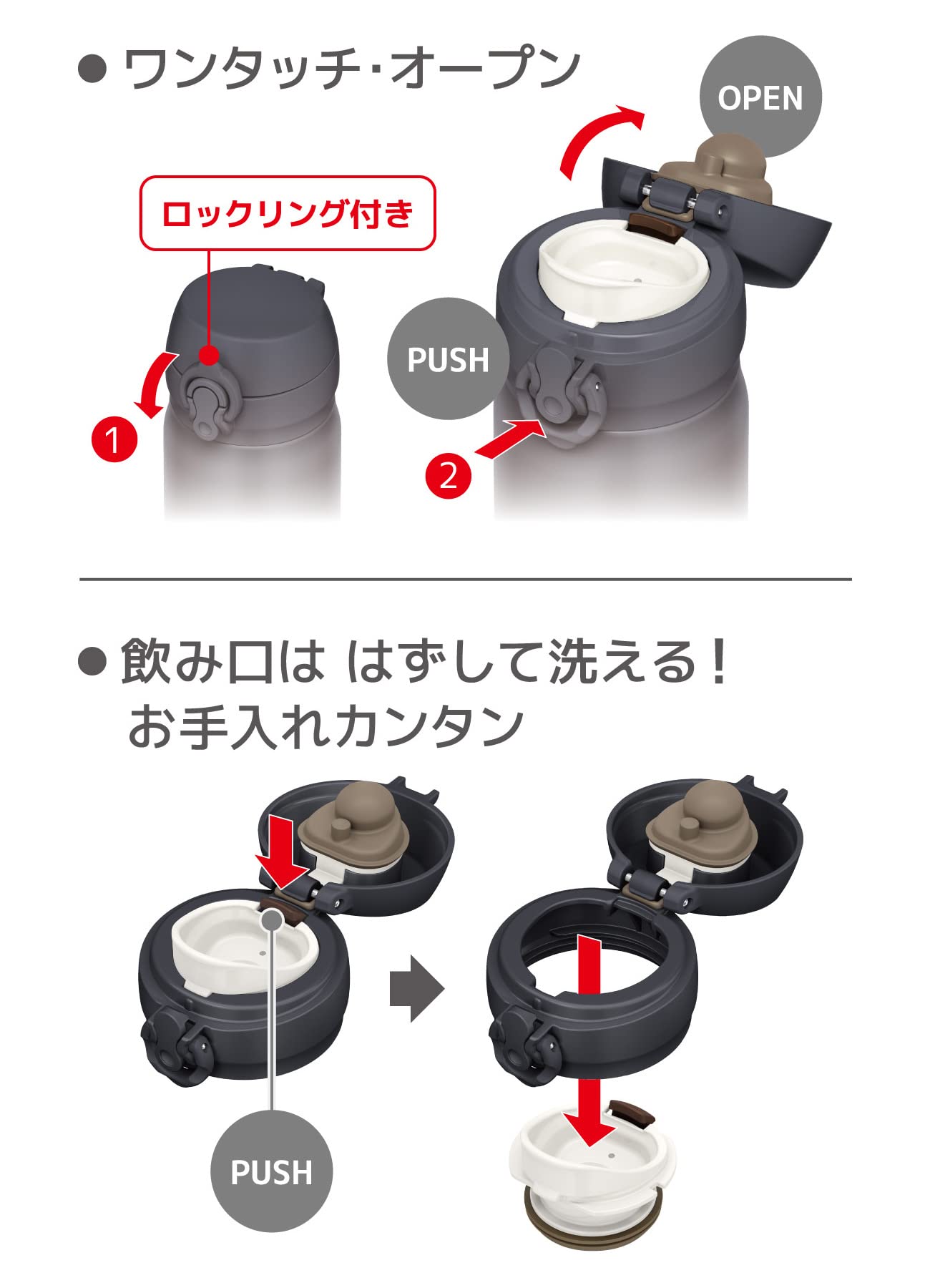 Thermos JNL - 606 SMB Stainless Steel Water Bottle 600ml Vacuum Insulated Easy - to - Clean Lightweight Smoke Black