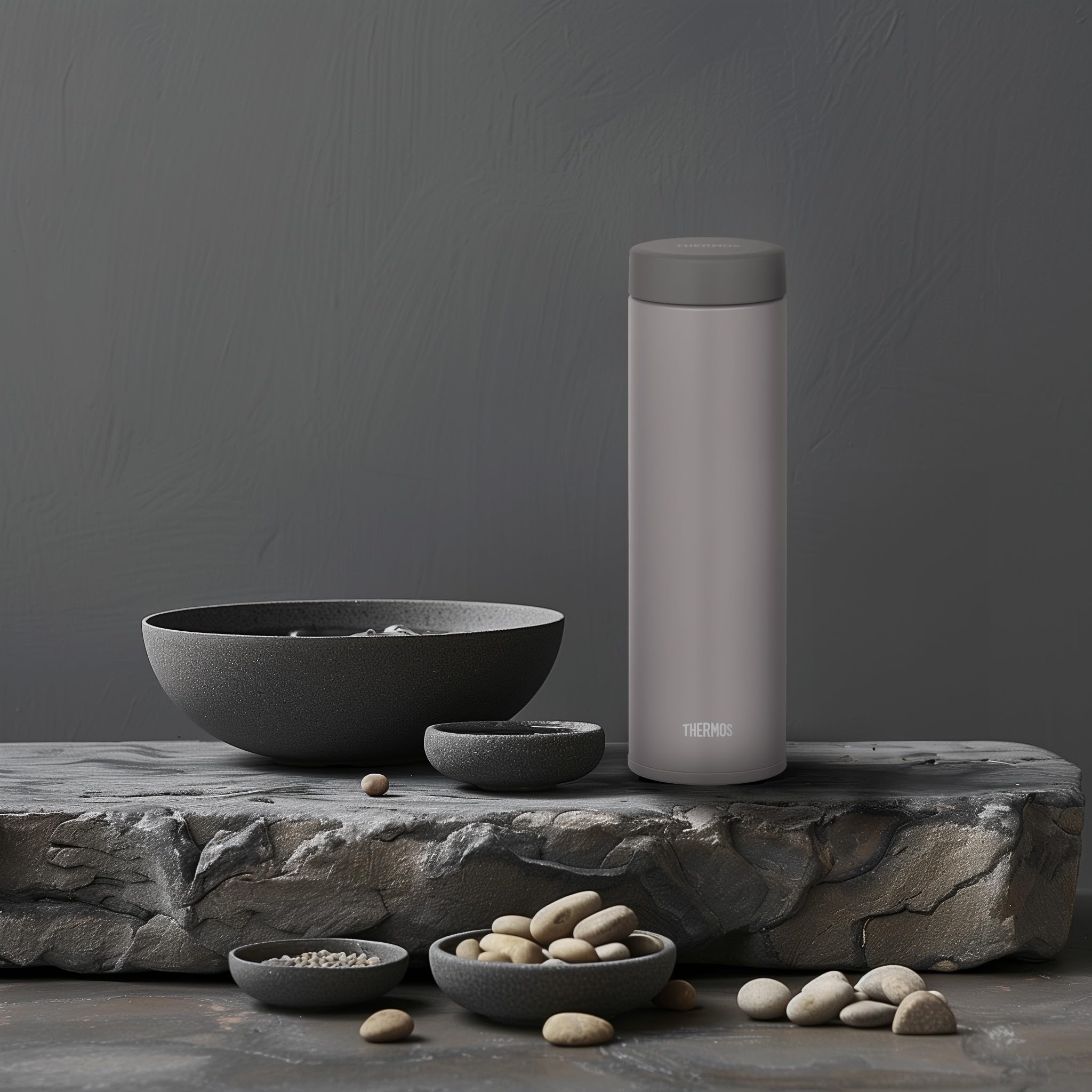 Thermos Jon - 481 Stg 480ml Vacuum Insulated Stainless Steel Water Bottle Stone Gray Easy - Clean Leak - Proof