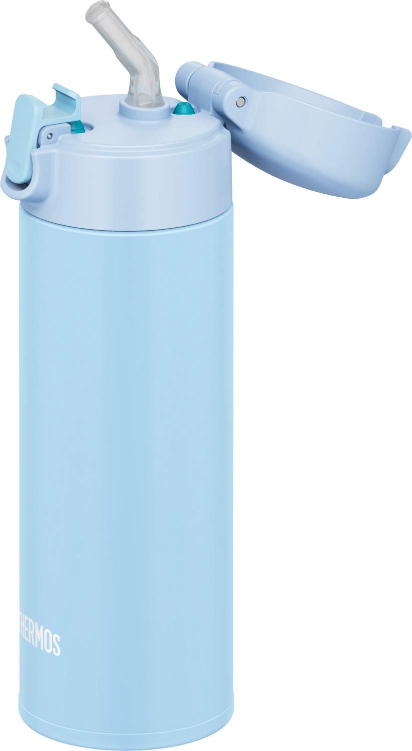 Thermos Light Blue 350ml Vacuum Insulated Straw Bottle for Cold Storage FJM - 350 LB