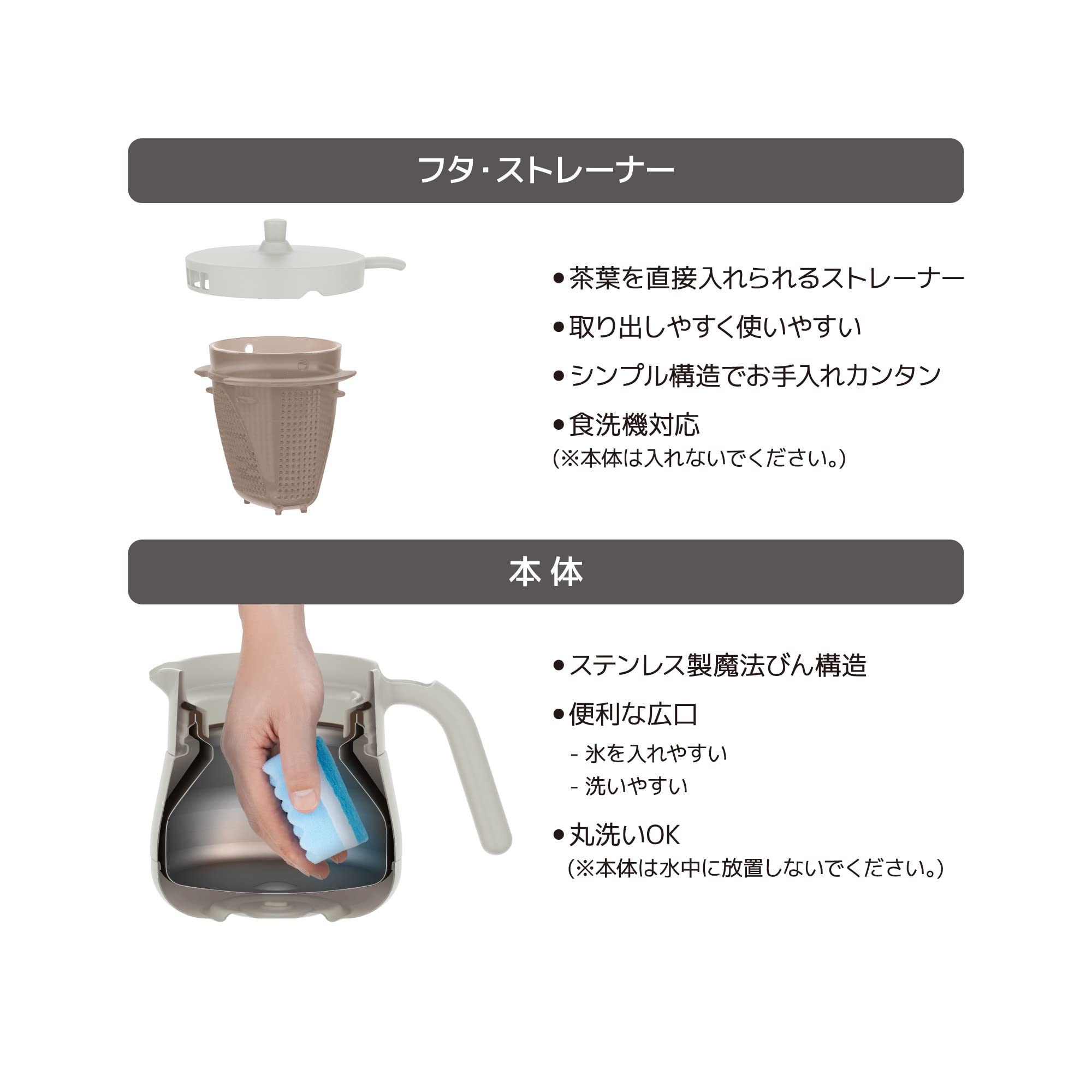 Thermos Light Gray 450Ml Vacuum Insulated Teapot with Strainer - Tte - 450 Lgy