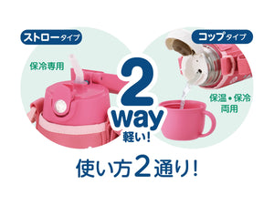 Thermos Minnie Coral Pink 0.6L Vacuum Insulated Water Bottle/Straw Cup for School Kids