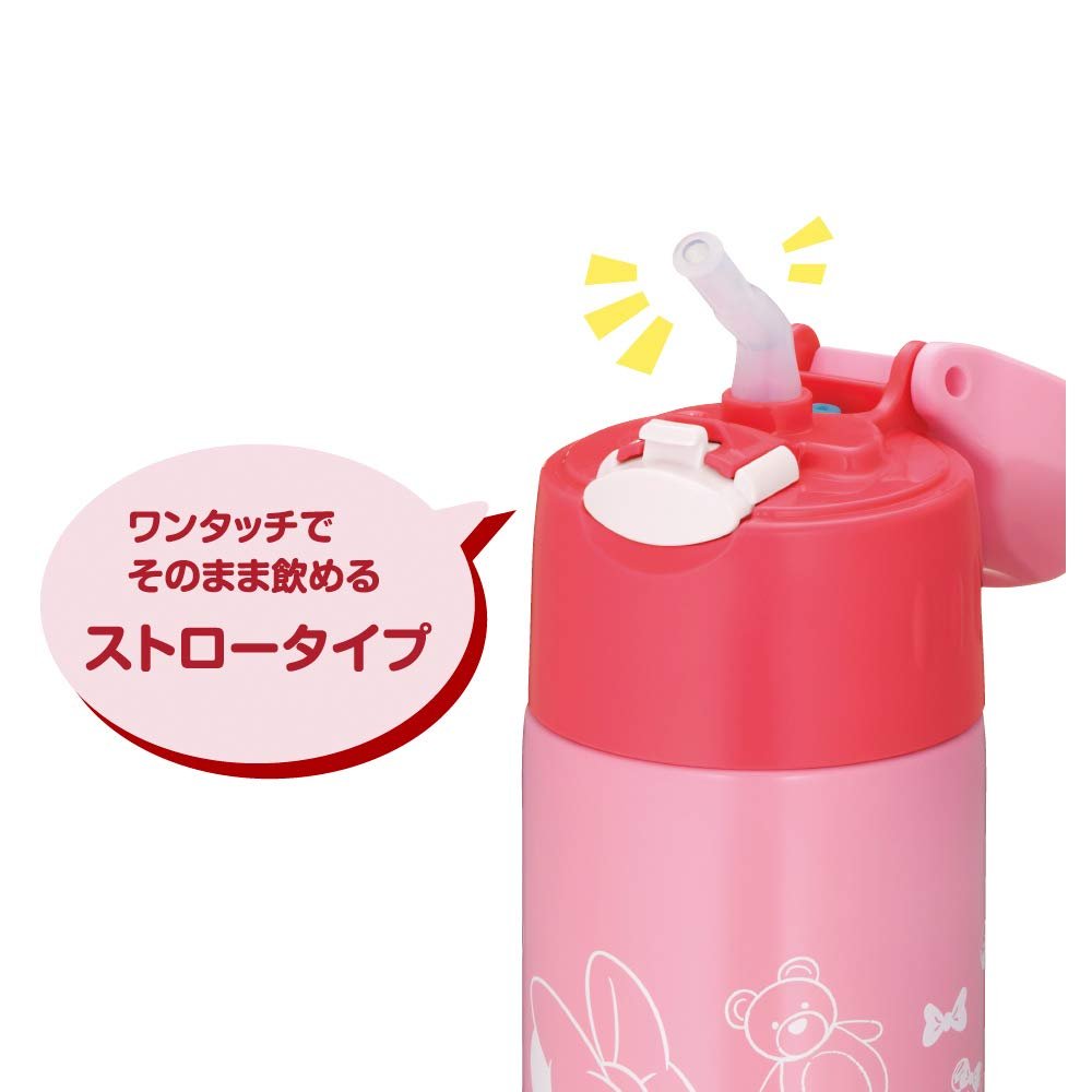 Thermos Minnie Pink Coral 400Ml Vacuum Insulated Straw Bottle for Cold Storage - FHL - 402FDS PK - C