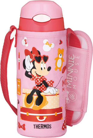 Thermos Minnie Pink Coral 400Ml Vacuum Insulated Straw Bottle for Cold Storage - FHL - 402FDS PK - C