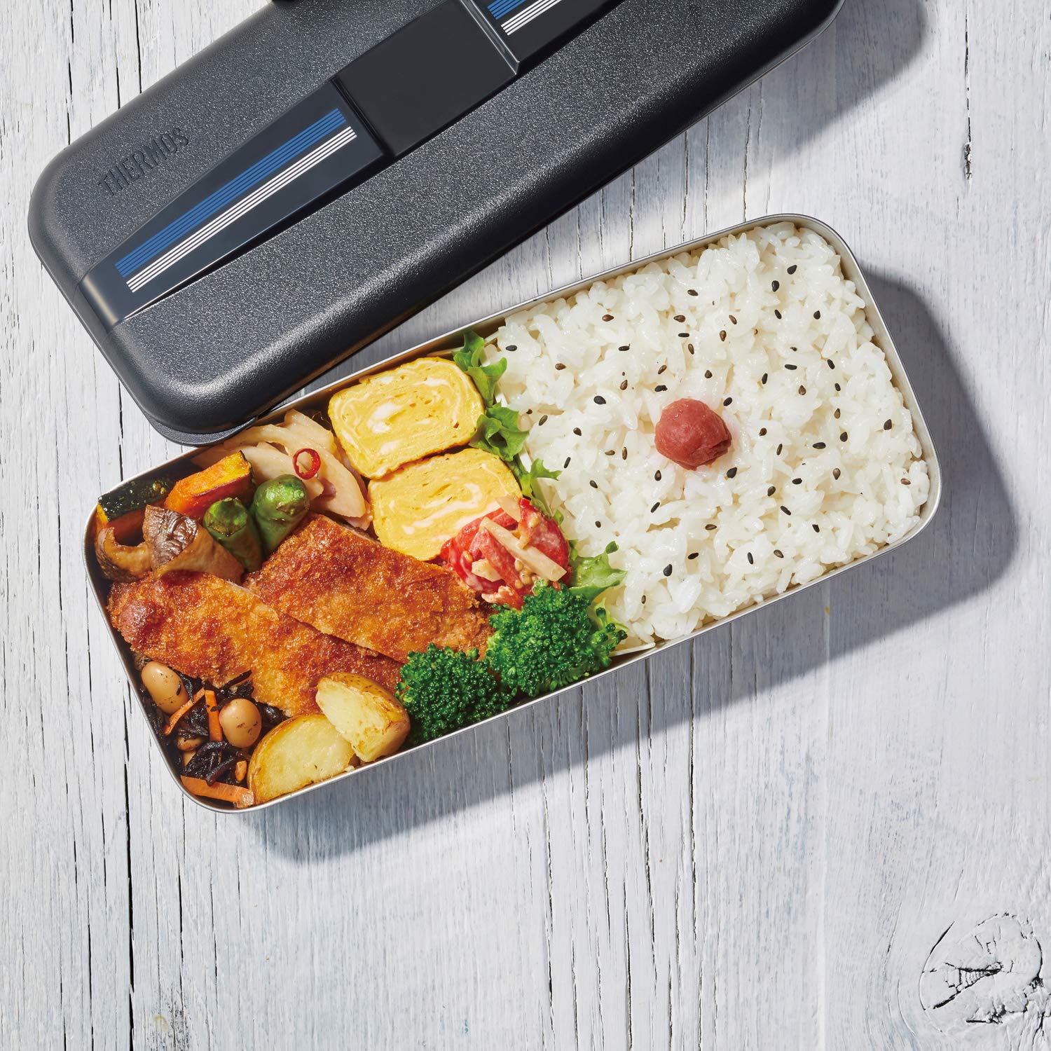 Thermos Stainless Steel 700ml Fresh Lunch Box in Line Black 鈥 DSD - 704 L - BK