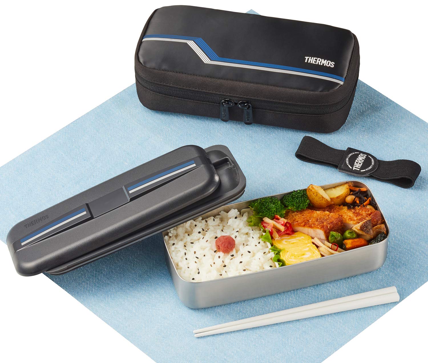 Thermos Stainless Steel 700ml Fresh Lunch Box in Line Black 鈥 DSD - 704 L - BK