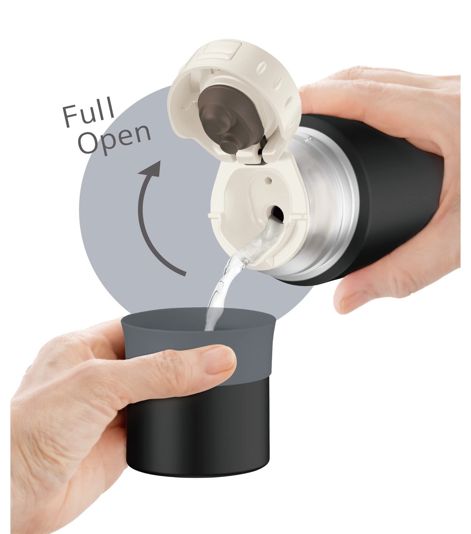 Thermos Stainless Steel Water Bottle 500ml Stone Black Cup Type - FFM - 502 STB