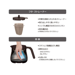 Thermos TTE - 450 Brown Vacuum Insulated Teapot with Strainer 450ml