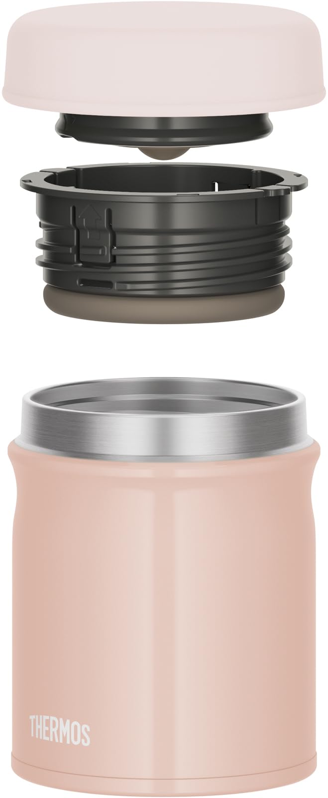 Thermos Vacuum Insulated 300ml Soup Jar Beige Pink Dishwasher - Safe Round Mouth Design - Easy Clean Keeps Food Warm or Cold