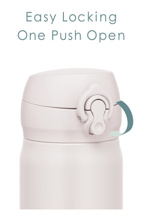 Thermos Vacuum Insulated 350ml Stainless Steel Water Bottle Ash White Easy Clean Lightweight Hot Cold Jnl - 356 Aswh