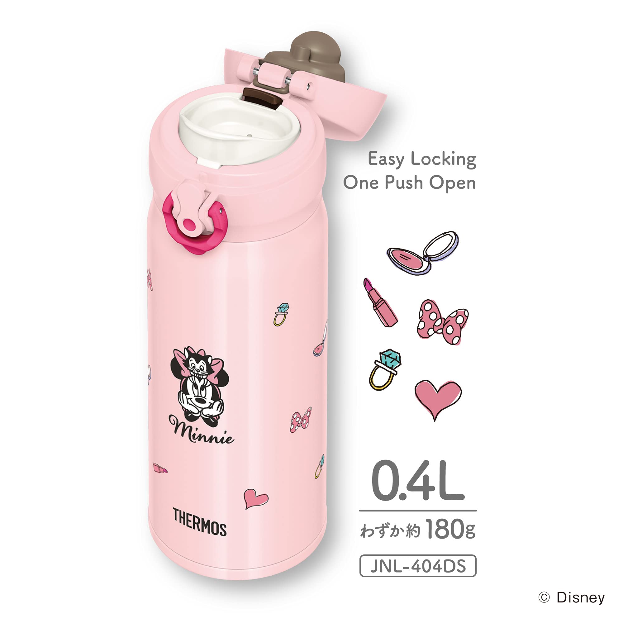 Thermos Vacuum Insulated 400Ml Portable Mug Disney Ribbon Pink Jnl - 404Ds Rbp