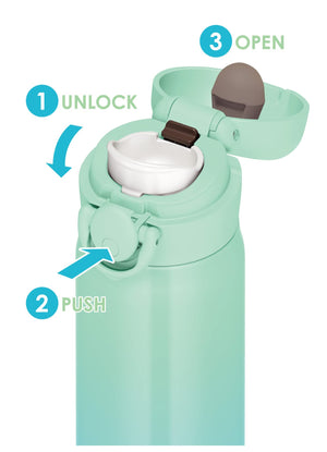 Thermos Vacuum Insulated 500Ml Stainless Steel Water Bottle Mint Gradient Easy - To - Clean Lightweight with One - Touch Open