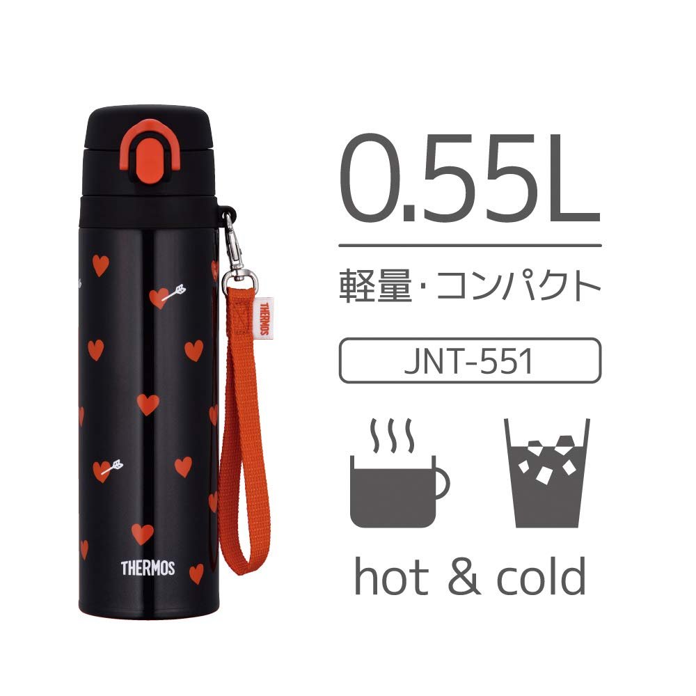 Thermos Vacuum Insulated Water Bottle 550Ml Japan Black Red Jnt - 551 Bkr