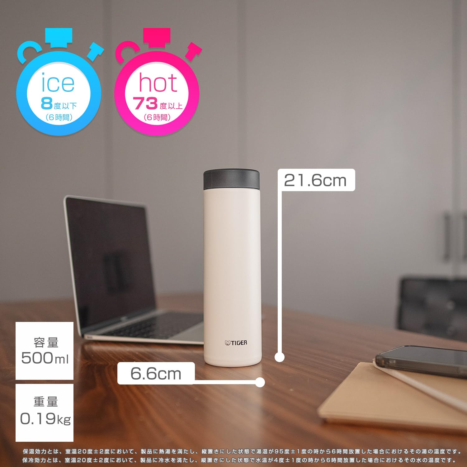 Tiger 600ml Stainless Steel Hot/Cold Insulated Water Bottle Dishwasher Safe Integrated Gasket Model