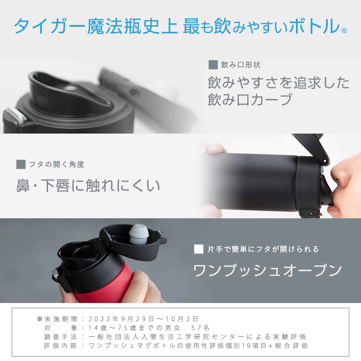 Tiger - 600ml Stainless Steel Water Bottle Lightweight Vacuum Insulated Hot & Cold Preservation Black - MKA - K060KK