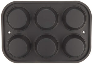 Tiger Crown Muffin Pan 6P Black Steel Japan Silicone Resin Coating 250° Heat Resistant 5068