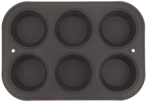 Tiger Crown Muffin Pan 6P Black Steel Japan Silicone Resin Coating 250° Heat Resistant 5068
