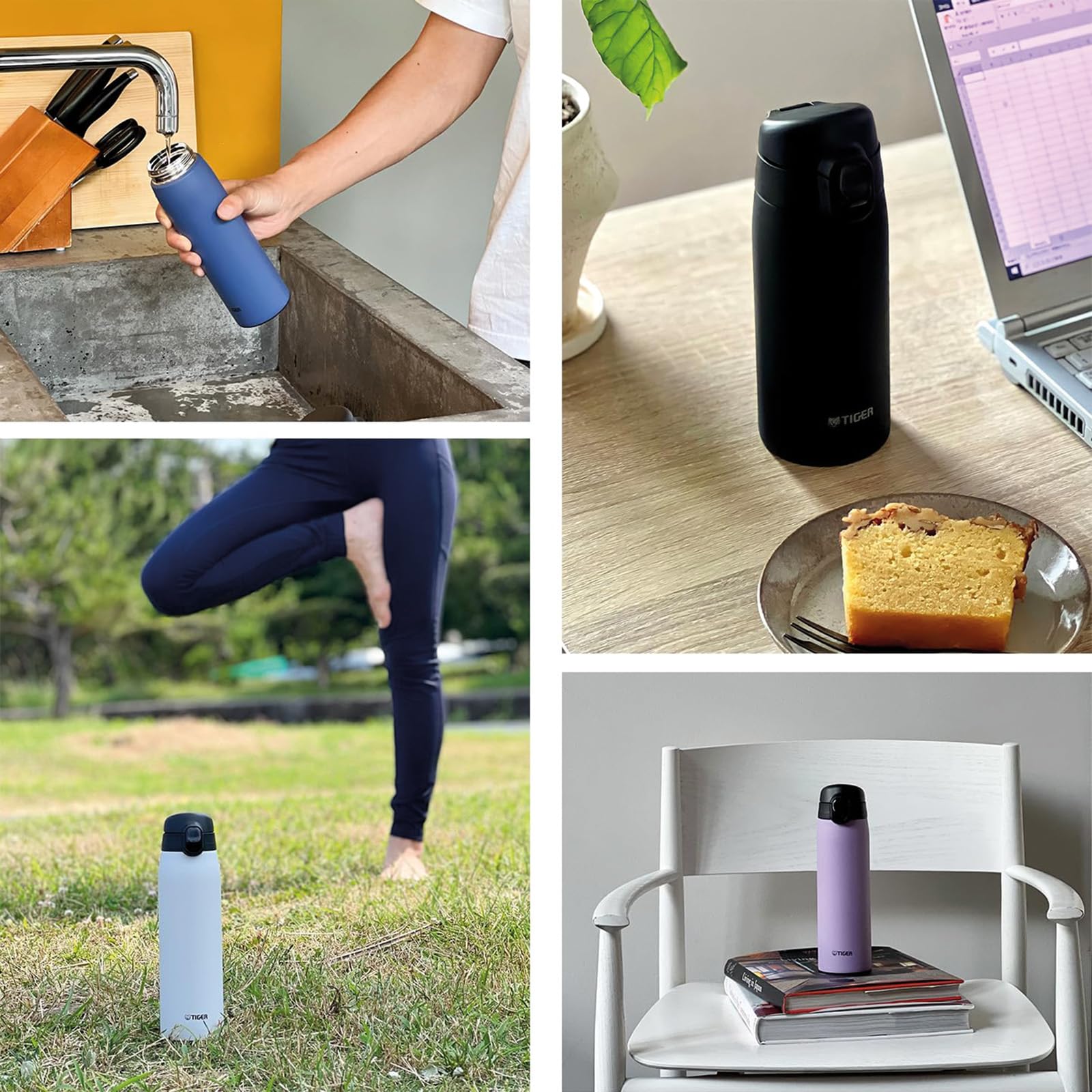 Tiger One - Touch 350ml Stainless Steel Insulated Water Bottle Stone Black