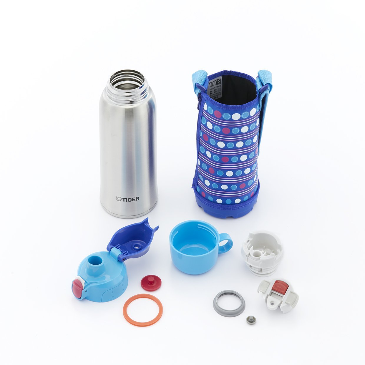 Tiger Sahara Blue Neon MBO - F080 - AN 800ml Stainless Steel Water Bottle with Cup and Pouch