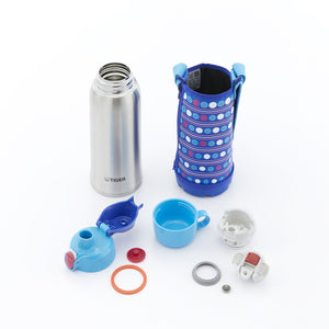 Tiger Sahara Blue Neon MBO - F080 - AN 800ml Stainless Steel Water Bottle with Cup and Pouch
