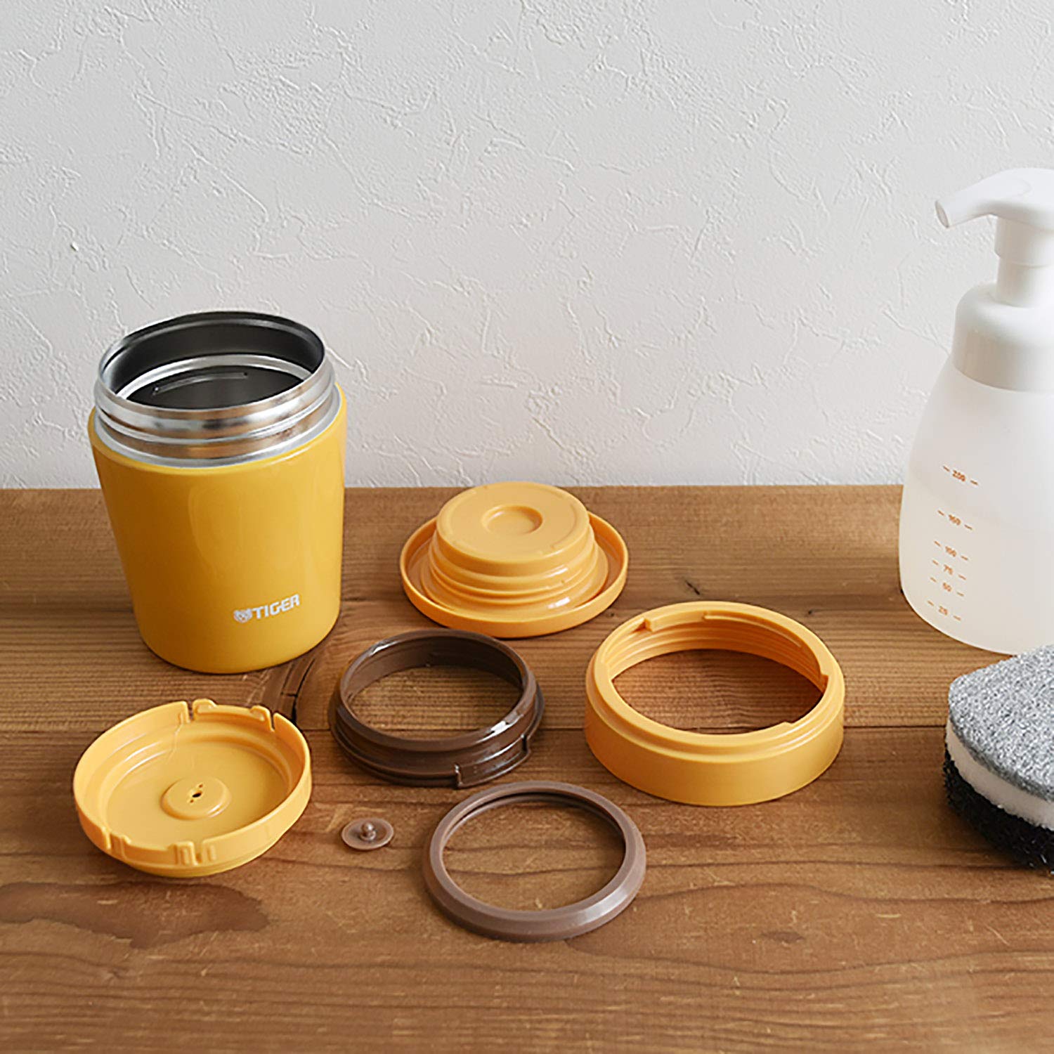 Tiger Thermos Japan Vacuum Insulated Soup Jar 300Ml Thermal Lunch Box Wide Mouth Round Bottom Saffron Yellow Mcl - B030 - Ys