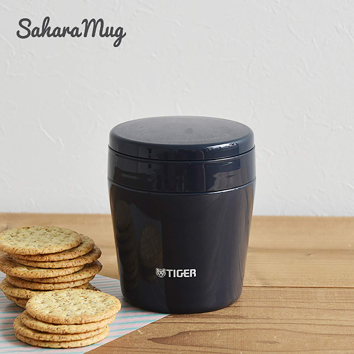 Tiger Thermos Vacuum Insulated Soup Jar 250Ml Japan Thermal Lunch Box Wide Mouth Round Bottom Indigo Blue Mcl - B025 - Ai