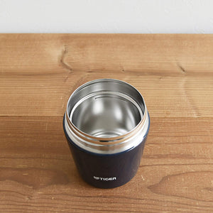 Tiger Thermos Vacuum Insulated Soup Jar 250Ml Japan Thermal Lunch Box Wide Mouth Round Bottom Indigo Blue Mcl - B025 - Ai
