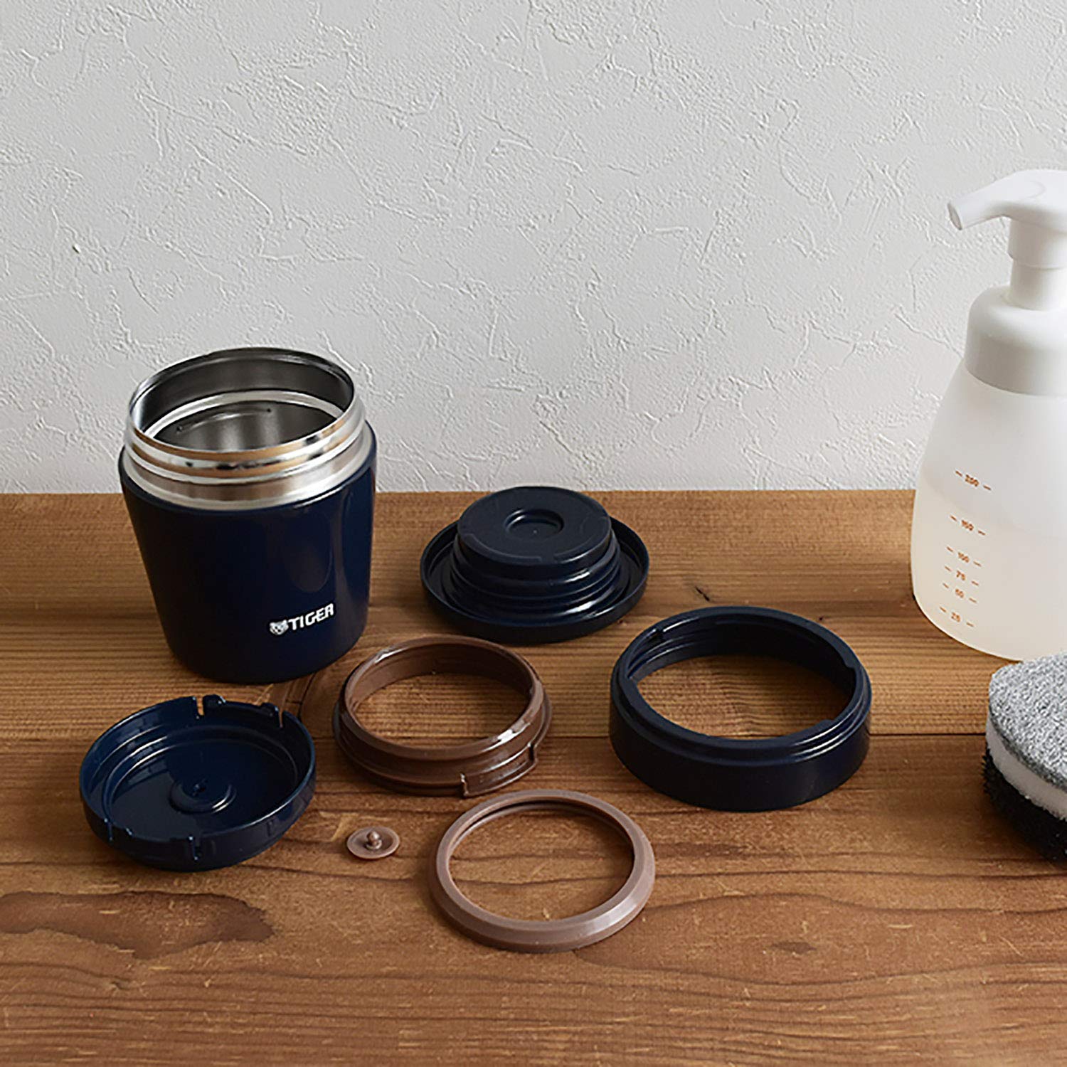 Tiger Thermos Vacuum Insulated Soup Jar 250Ml Japan Thermal Lunch Box Wide Mouth Round Bottom Indigo Blue Mcl - B025 - Ai