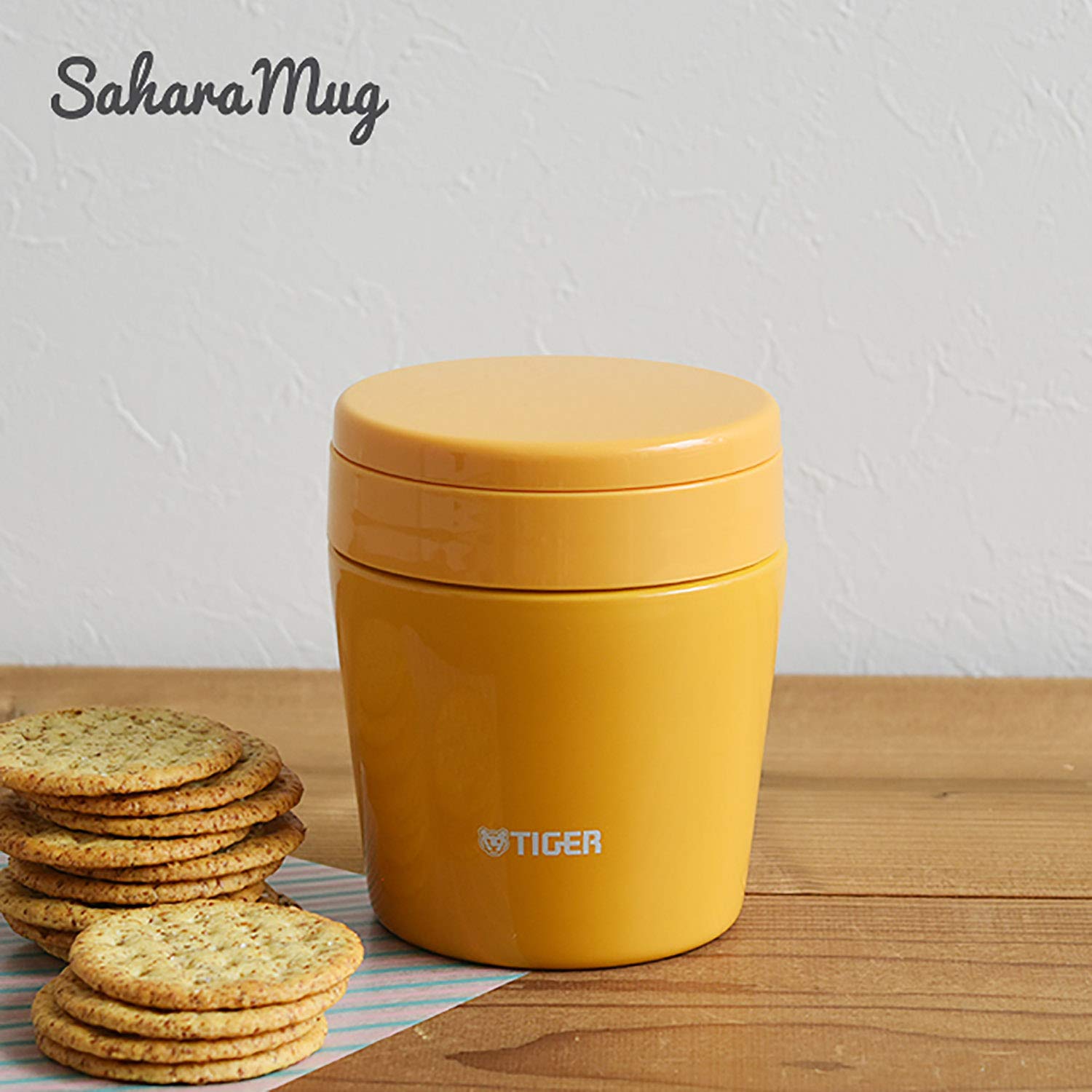 Tiger Thermos Vacuum Insulated Soup Jar 250Ml Japan Thermal Lunch Box Wide Mouth Round Bottom Saffron Yellow Mcl - B025 - Ys