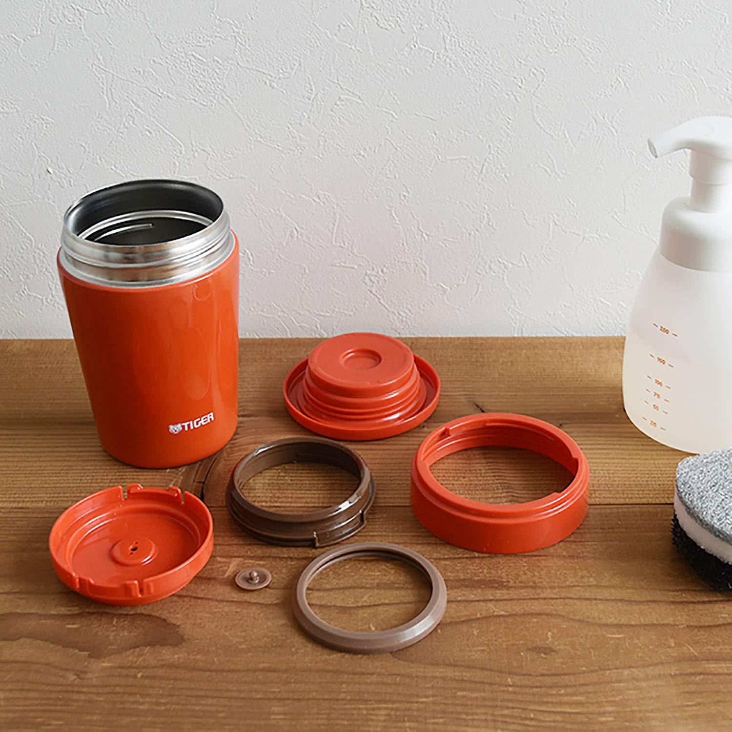 Tiger Thermos Vacuum Insulated Soup Jar 380Ml Japan Thermal Lunch Box Wide Mouth Round Bottom Chili Red Mcl - B038 - Rc