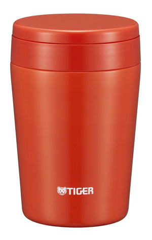 Tiger Thermos Vacuum Insulated Soup Jar 380Ml Japan Thermal Lunch Box Wide Mouth Round Bottom Chili Red Mcl - B038 - Rc