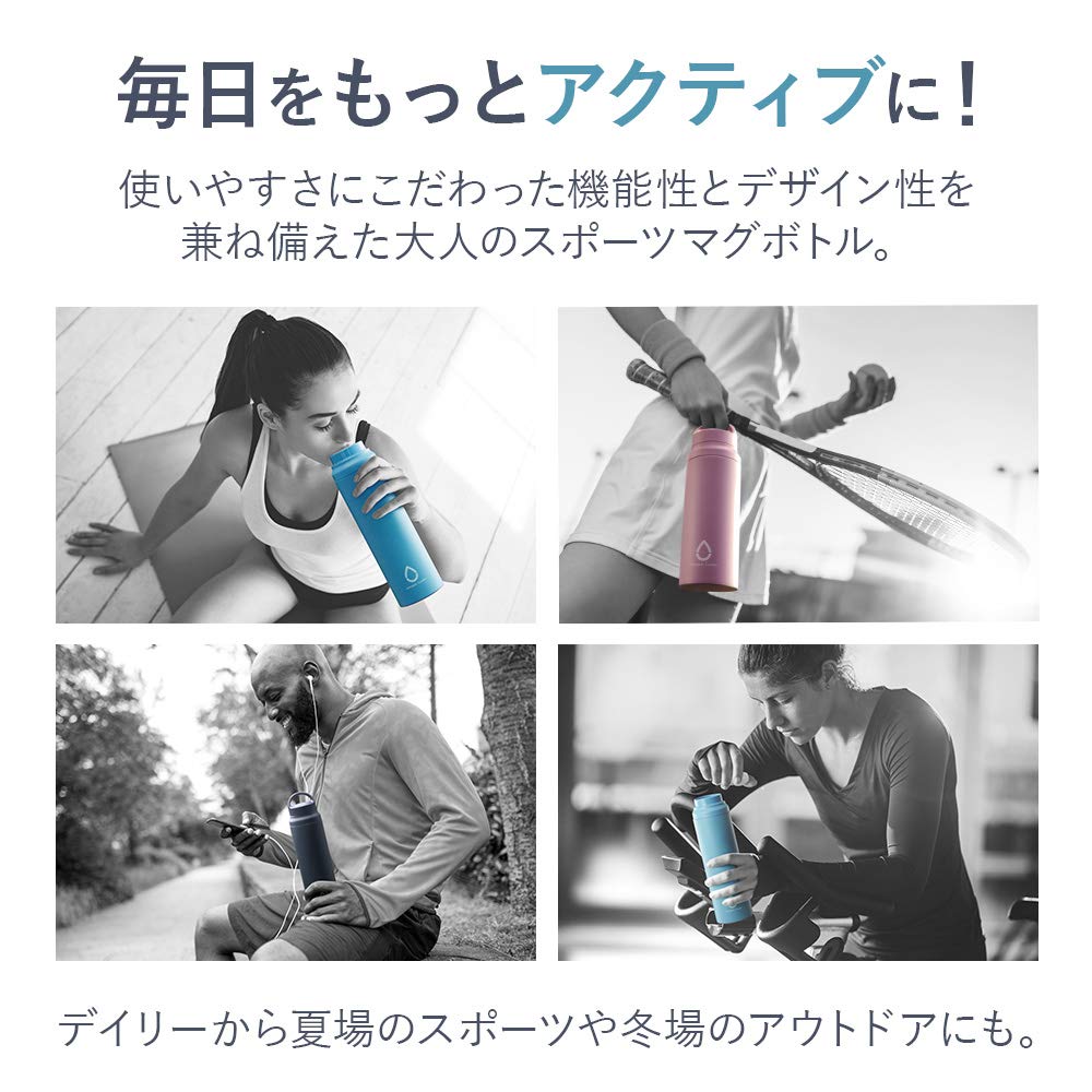 Tiger Thermos Water Bottle 800Ml [Slant Handle] Japan Sahara Stainless Steel Lightweight Direct Drinking Blue Mcz - A080A