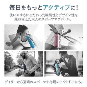 Tiger Thermos Water Bottle 800Ml [Slant Handle] Japan Sahara Stainless Steel Lightweight Direct Drinking Blue Mcz - A080A