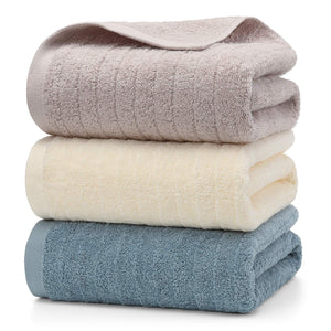 Tmvok 3 - Piece Bath Towel Set - 100% Cotton Scandinavian Style Quick Dry 70X140Cm - Perfect For Home Hotels Sports All Seasons (Light Gray Beige Blue) - Japan