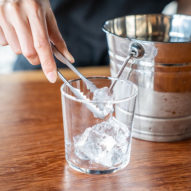 155mm Stainless Steel Ice Tongs, serrated grip, designed for home bars and drink preparation