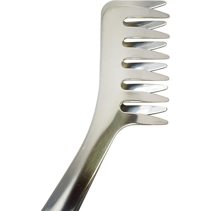 240mm Stainless Steel Spaghetti Tongs with gripping teeth, designed for home cooking and serving