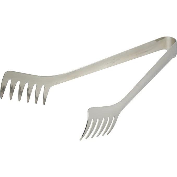 Close-up of Stainless Steel Spaghetti Tongs 240mm featuring serrated ends for stable food handling